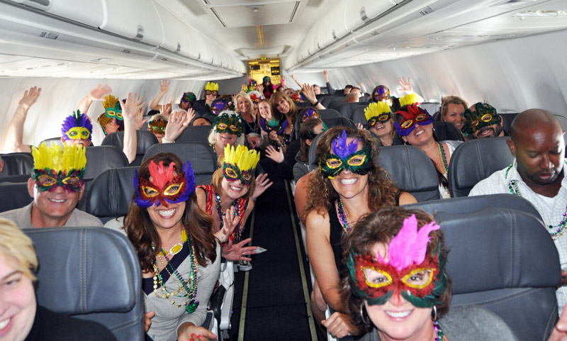 Passengers on Alaska Airlines' inaugural flight June 12 from Seattle to New Orleans were in a festive mood.