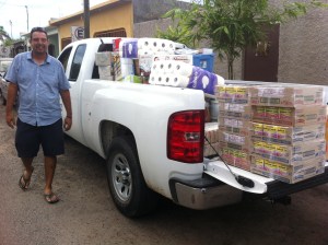Edgard Aguilar, an Alaska Airlines customer service manager in Los Cabos, delivered a truckload of supplies for employees affected by the hurricane. 